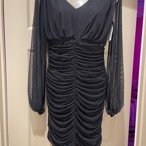 Love X Design Black ruched balloon sleeve dress NWT size Small.